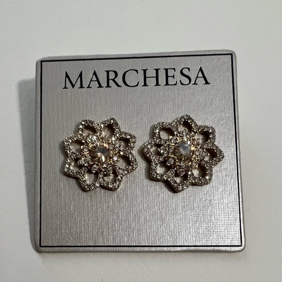 Marchesa Lace Is More Pavé Floral Stud Earrings - Picture 3 of 3